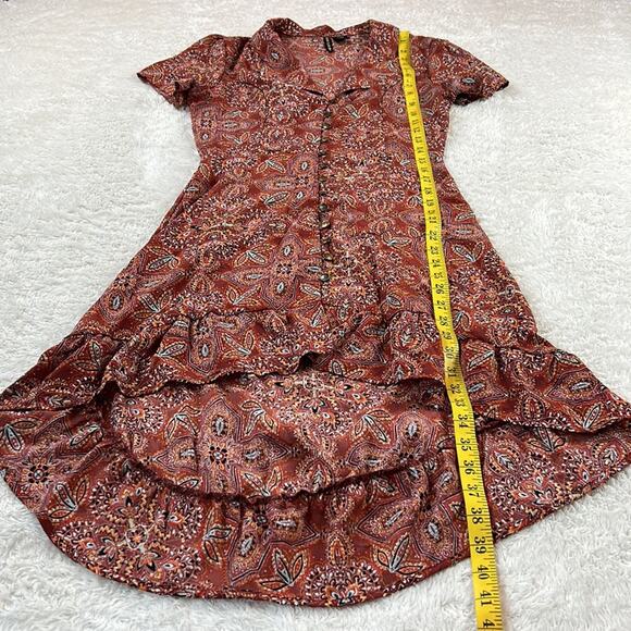 Ivory Love button down hi low ruffle hem hippie dress, size small - Picture 4 of 8